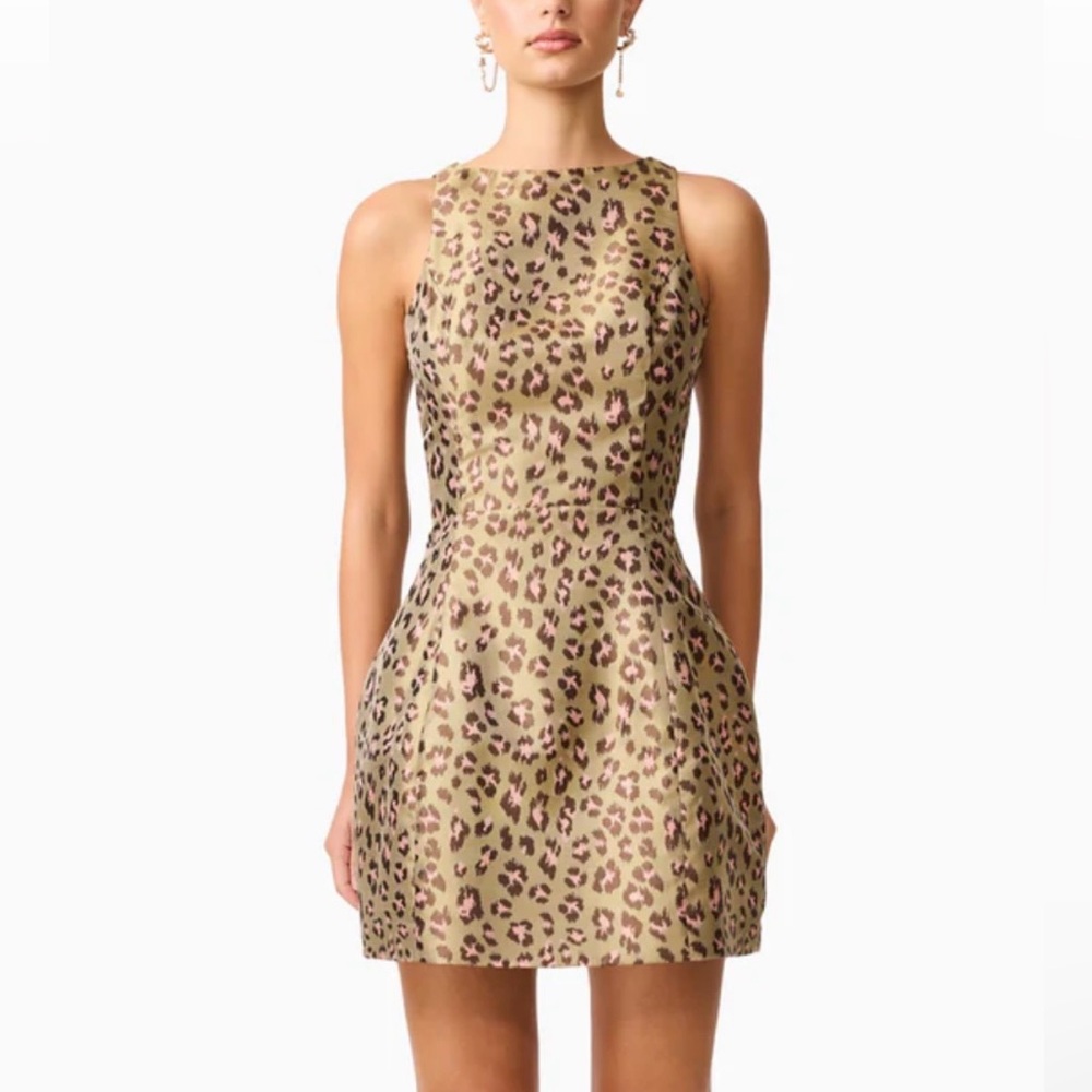 Elliatt Gold Leopard Print Mini Dress